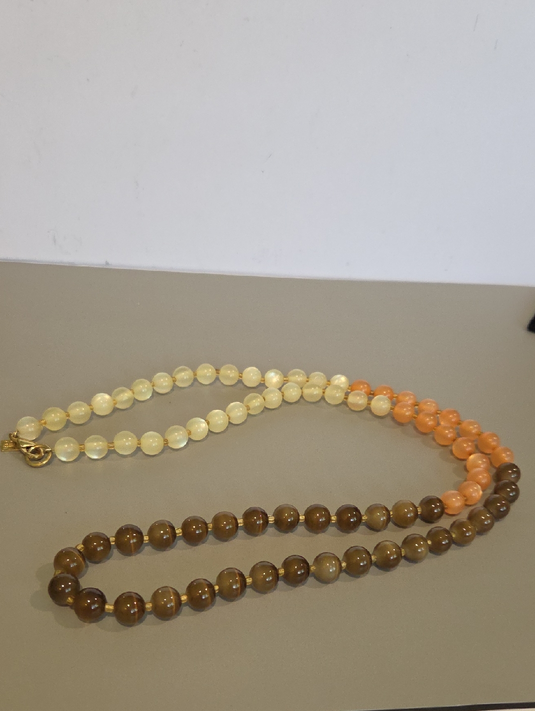 Banana Republic Multicolor Beaded Necklace - Cream, Peach & Brown 33"